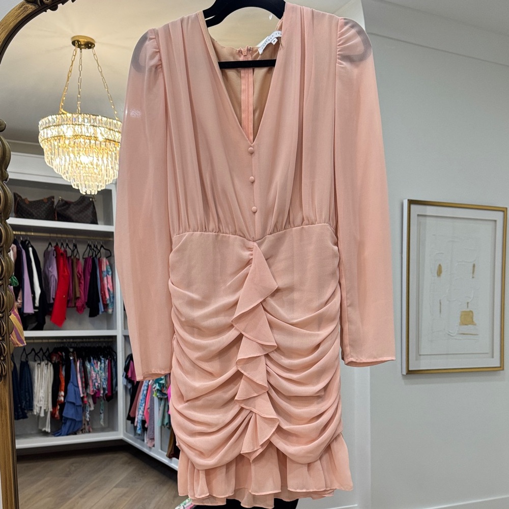 Endless Rose Blush Long Sleeve Ruched Dress